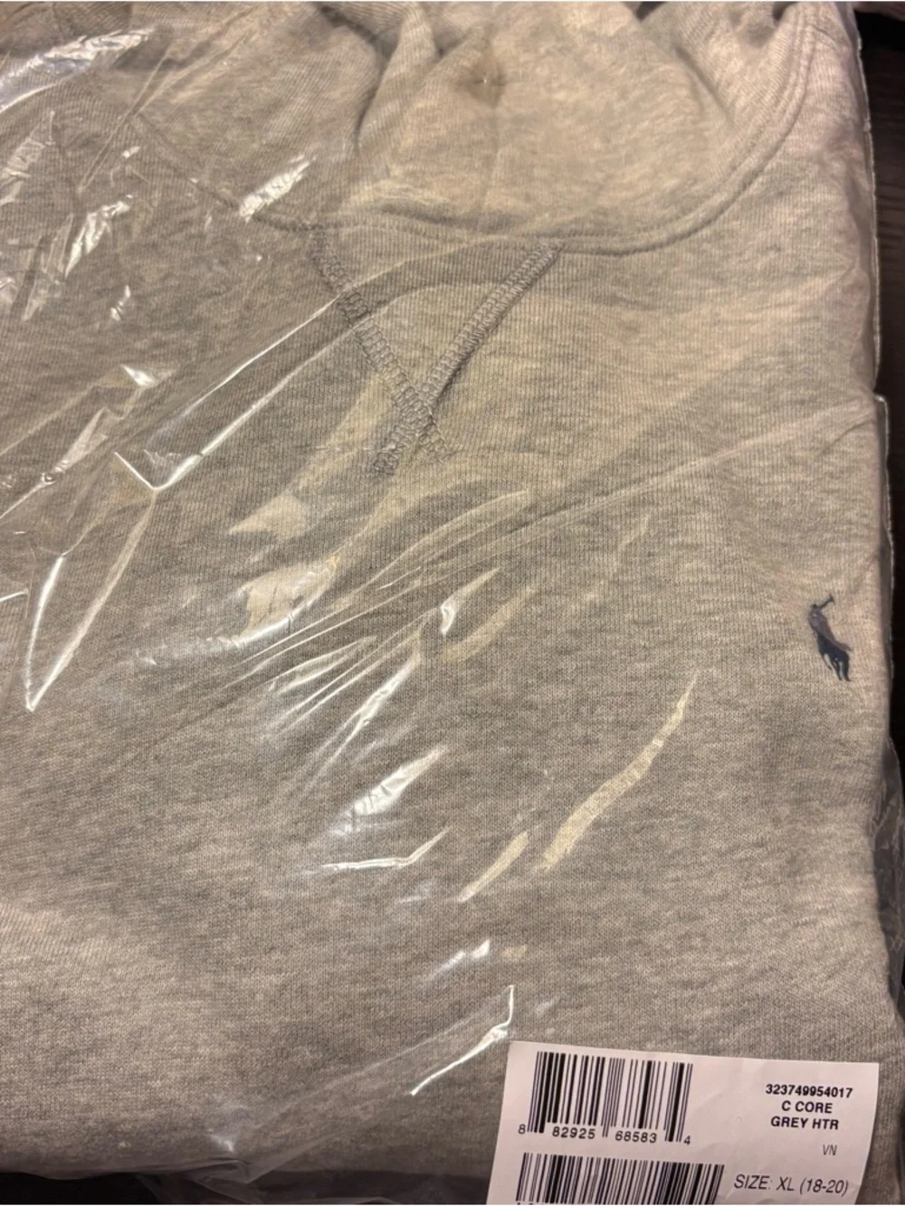 NWT Ralph Lauren Light Gray Crewneck Sweatshirt with Navy Pony boy size XL